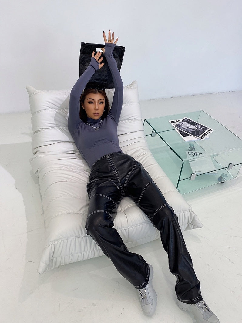 Fashion Stretch High-end Design Exposed Leather Pants - Bellarte Enchanté Fashion Stretch High-end Design Exposed Leather Pants
